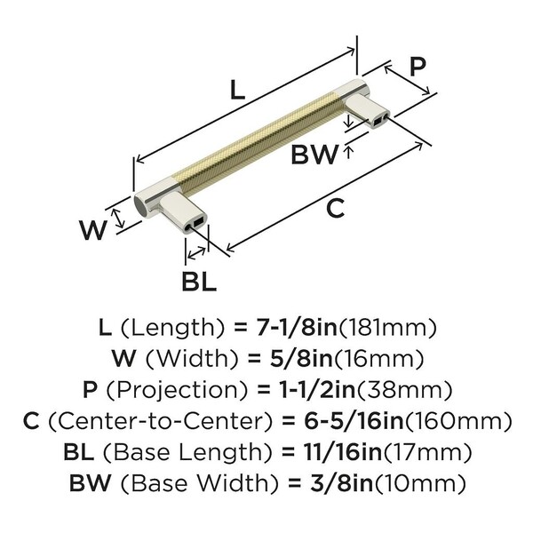 Esquire 160mm Pull - Polished Nickel/Golden Champagne