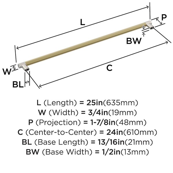 Esquire 24 inch Appliance Pull - Polished Nickel/Golden Champagne