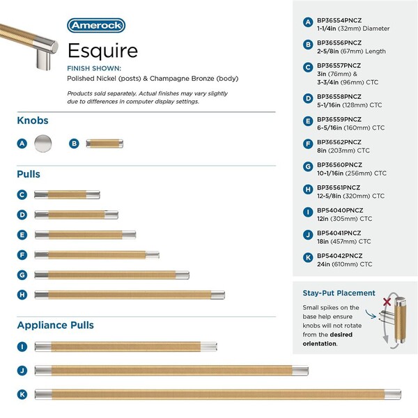 Esquire 320mm Pull - Polished Nickel/Champagne Bronze