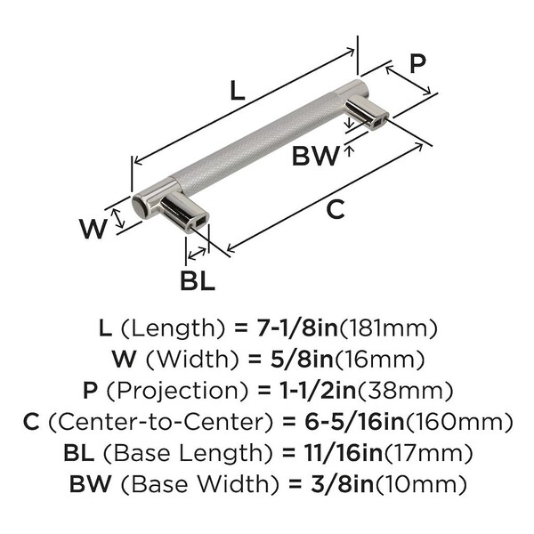 Esquire 160mm Pull - Polished Nickel / Stainless Steel