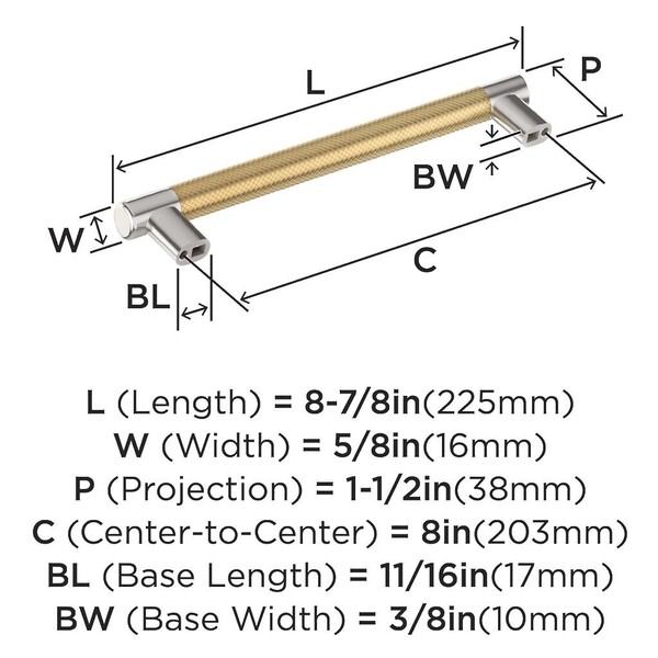 Esquire 8 inch Pull - Polished Nickel/Champagne Bronze