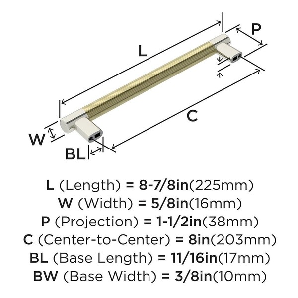 Esquire 8 inch Pull - Polished Nickel/Golden Champagne