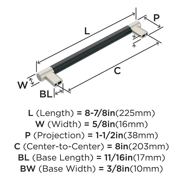 Esquire 8 inch Pull - Satin Nickel / Oil-Rubbed Bronze