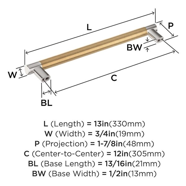 Esquire Appliance Pull 12" CC Polished Nickel/Champagne Bronze