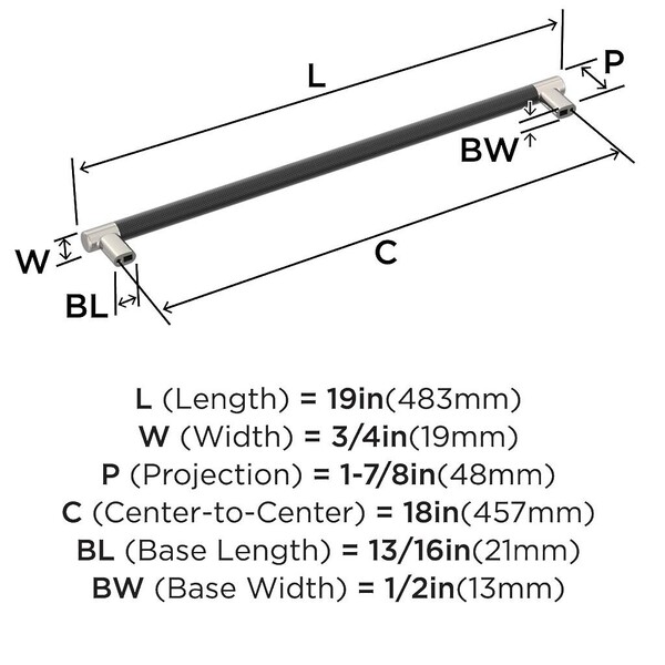 Esquire Appliance Pull 18" Polished Nickel/Black Bronze