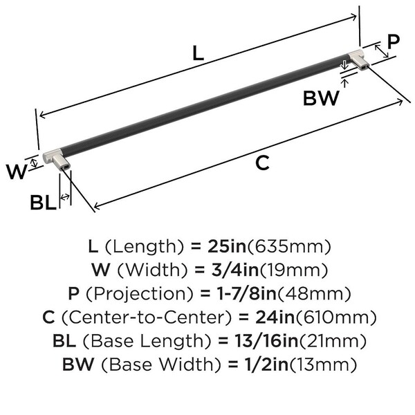 Esquire Appliance Pull 24" Polished Nickel/Black Bronze