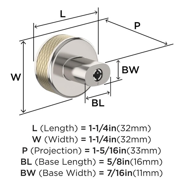 Esquire Knob 1-1/4" Polished Nickel/Golden Champagne