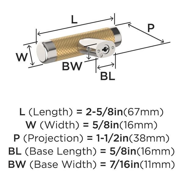 Esquire Knob 2-5/8" Polished Nickel/Champagne Bronze