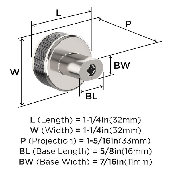 Esquire Round Knob - Polished Nickel / Gunmetal
