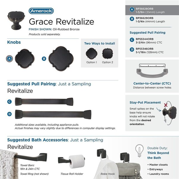 Grace Revitalize 44mm Floral Knob - Oil-Rubbed Bronze