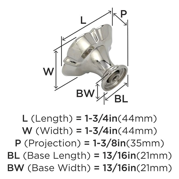 Grace Revitalize Floral Knob 35mm - Polished Nickel