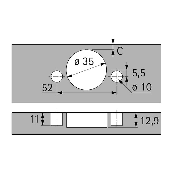 Hettich 110Âº Soft Close F/O - Dowel - Hettich Pattern