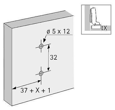 Hettich Cross Mounting Plate - 0MM - Premounted Euro Screws