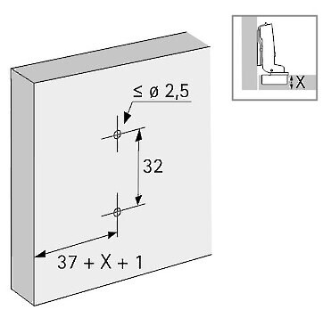 Hettich Cross Mounting Plate - 0MM - Premounted Particle/Wood Screws