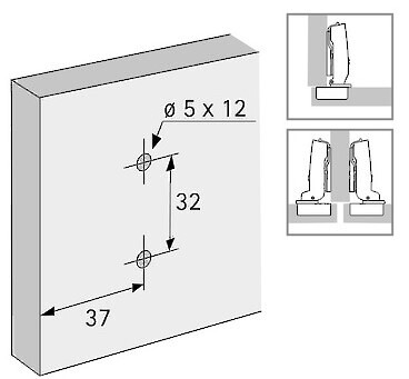 Hettich Cross Mounting Plate - 3MM - Premounted 5mm Expando Dowels