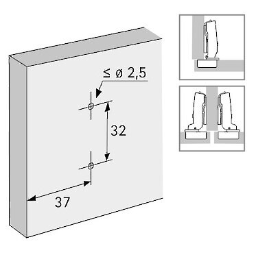 Hettich Cross Mounting Plate - 3MM - Premounted Particle/Wood Screws