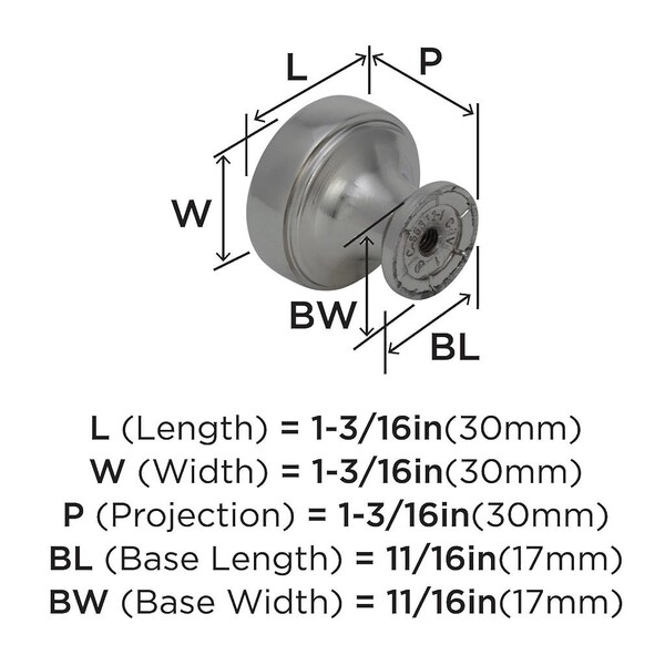 Highland Ridge 1-3/16" Knob - Satin Nickel