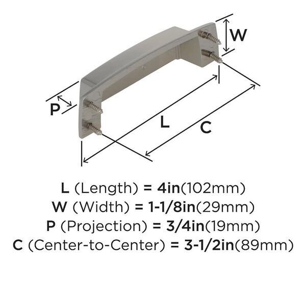 Highland Ridge 3-1/2" CC Cup Pull Polished Nickel