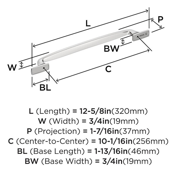Highland Ridge Pull 256mm CC Polished Chrome