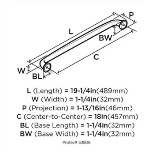 Kane 18" CC Appliance Pull Satin Nickel