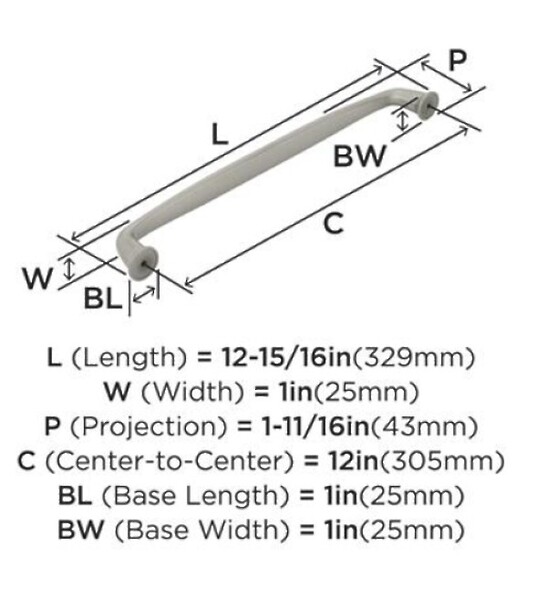 Kane Appliance Pull 12" Polished Chrome
