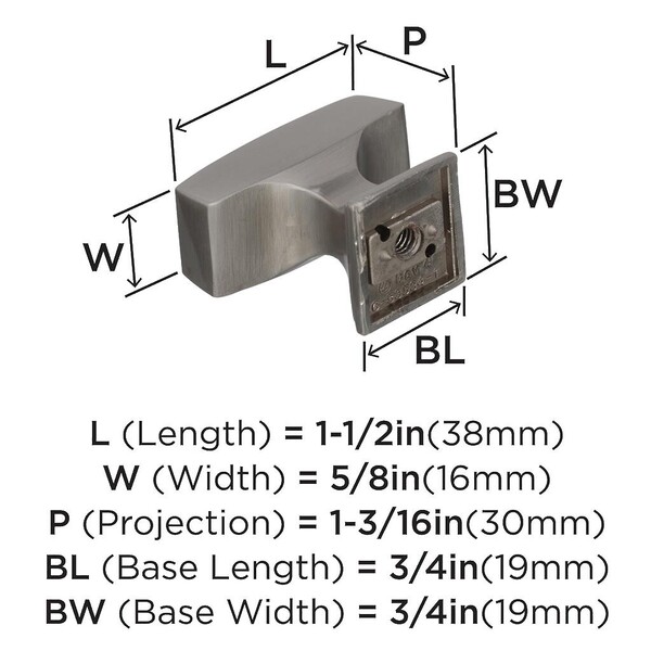 Mulholland 1-1/2" Sq Knob Satin Nickel