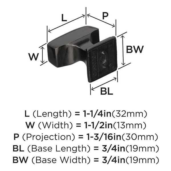 Mulholland 1-1/4" Length Knob Gunmetal