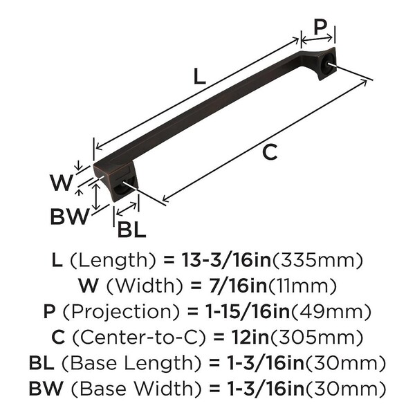 Mulholland - 12 Inch Appliance Pull Oil-Rubbed Bronze