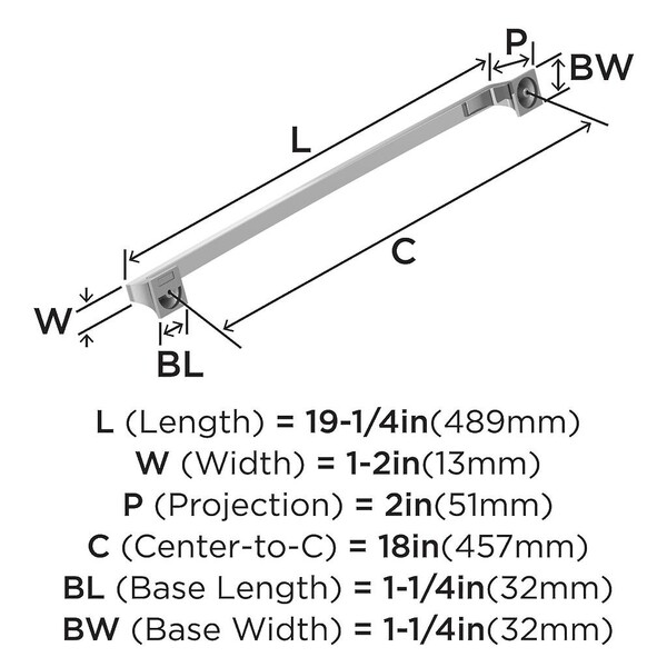 Mulholland 18 Inch Appliance Pull - Polished Chrome