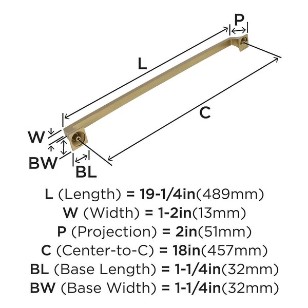 Mulholland 18" CC Appliance Pull Golden Champagne