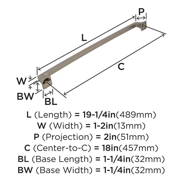 Mulholland 18" CC Appliance Pull Satin Nickel