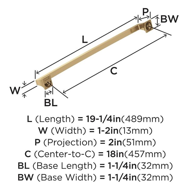 Mulholland 18 Inch Appliance Pull Champagne Bronze