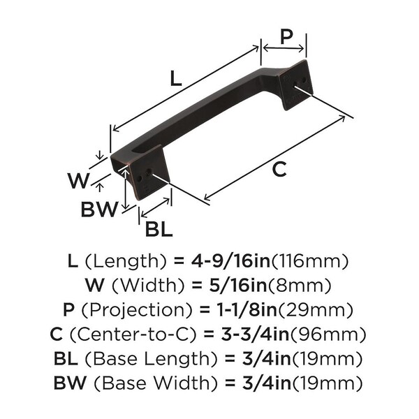 Mulholland 96mm CC Pull Oil-Rubbed Bronze