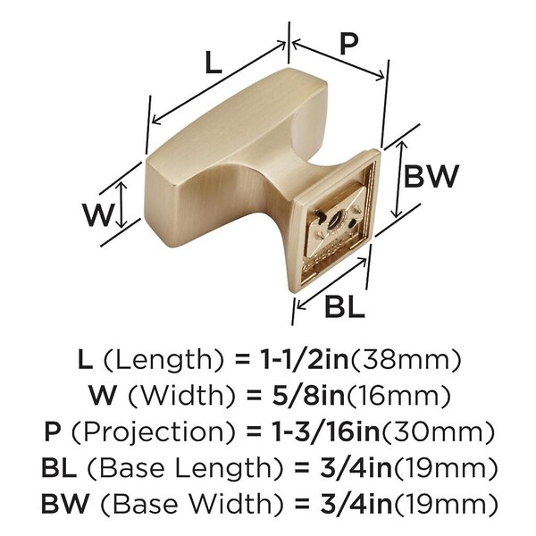 Mulholland  Large Square Knob Champagne Bronze