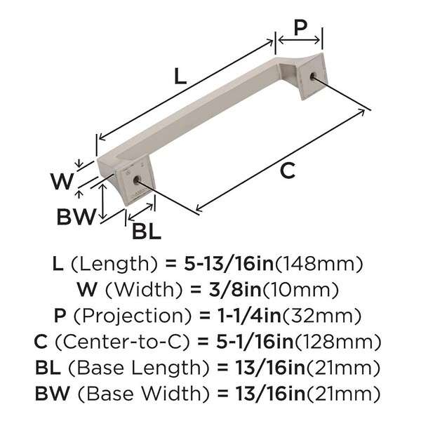 Mulholland - Pull 128mm CC Polished Nickel Bar Pull
