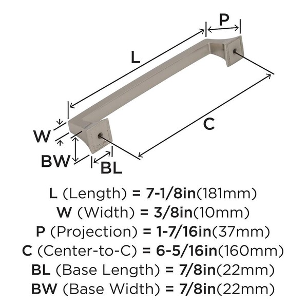Mulholland - Pull 160mm CC Polished Nickel Bar Pull