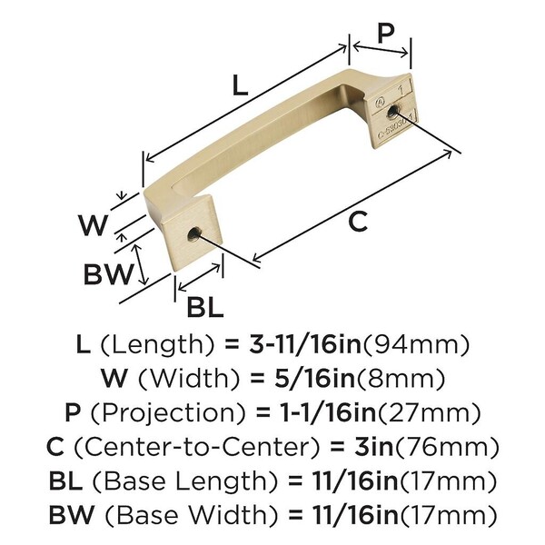 Mulhollandâ„¢ Pull 3 Inch Champagne Bronze