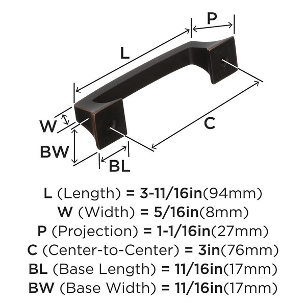 Mulholland - Pull 76mm CC Oil-Rubbed Bronze Bar Pull