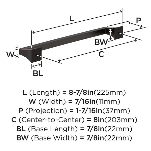 Mulholland - Pull 8 Inch Oil-Rubbed Bronze Bar Pull