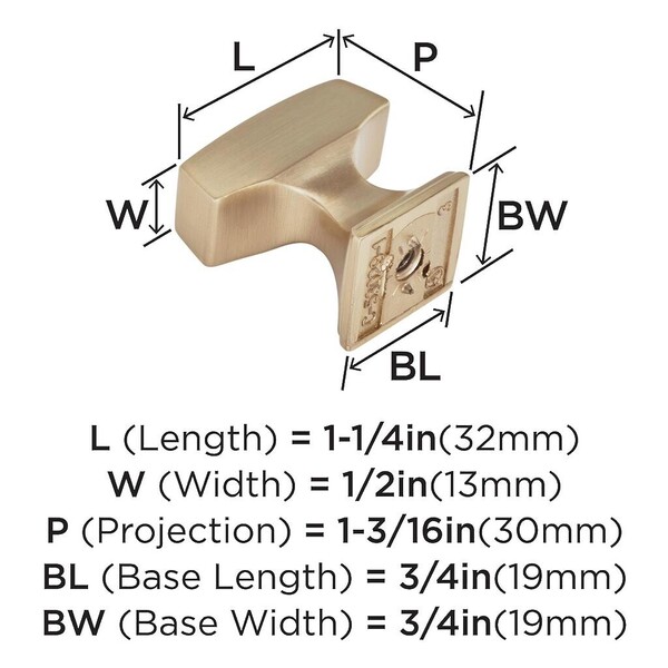 Mulholland Small Square Knob Champagne Bronze