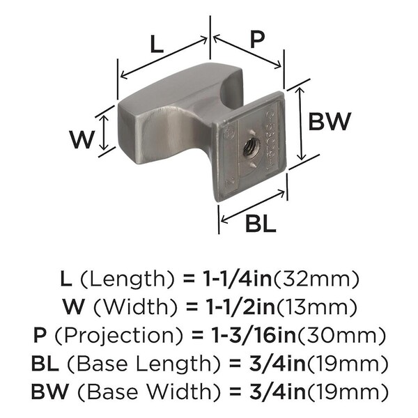 Mullholland 1-1/4" SQ Knob Satin Nickel