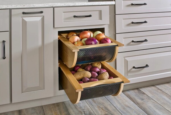 Natural Maple/Black Produce Basket for 18" Base Cabinets