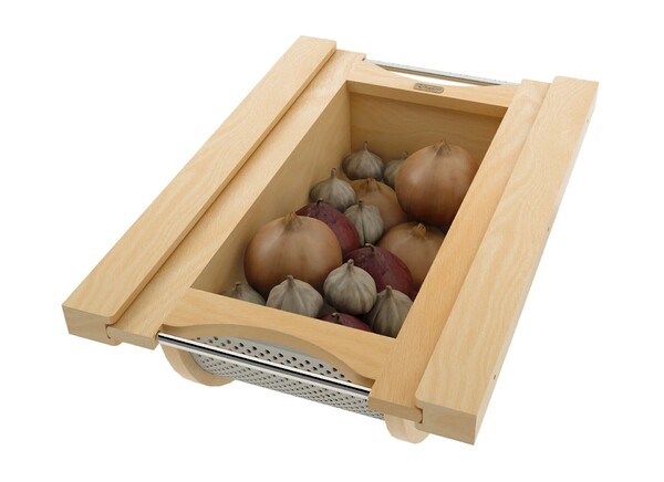 Natural Maple/Stainless-Steel Produce Basket for 15" Base Cabinets