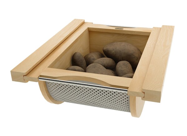 Natural Maple/Stainless-Steel Produce Basket for 18" Base Cabinets