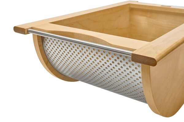 Natural Maple/Stainless-Steel Produce Basket for 18" Base Cabinets