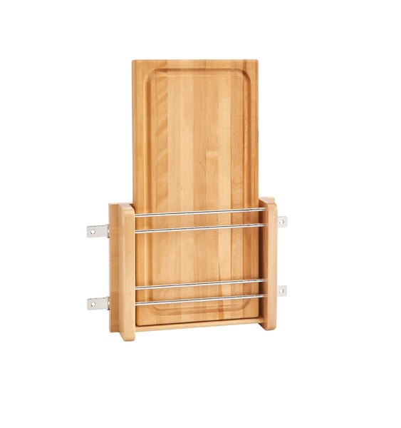 Rev-A-Shelf - 10-1/2" Door Storage Cutting Board Rack with Wood Cutting Board