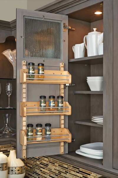 Rev-A-Shelf - 10-1/8" Maple Door Storage Adjustable Spice Rack Wall Accessories