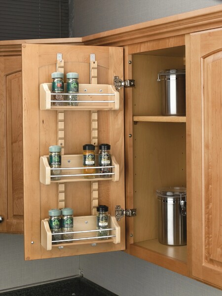 Rev-A-Shelf - 10-1/8" Maple Door Storage Adjustable Spice Rack Wall Accessories