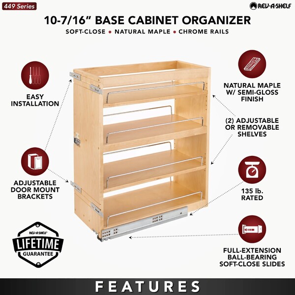 Rev-A-Shelf - 10" Bottom Mount Base Cabinet w/ Blumotion Soft-Close