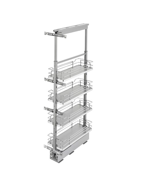 Rev-A-Shelf - 10" x 43-3/8" Gray/Chrome Pullout Solid Bottom